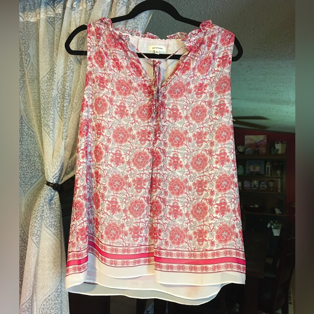 Max Studio Boho Floral Print Sleeveless Top